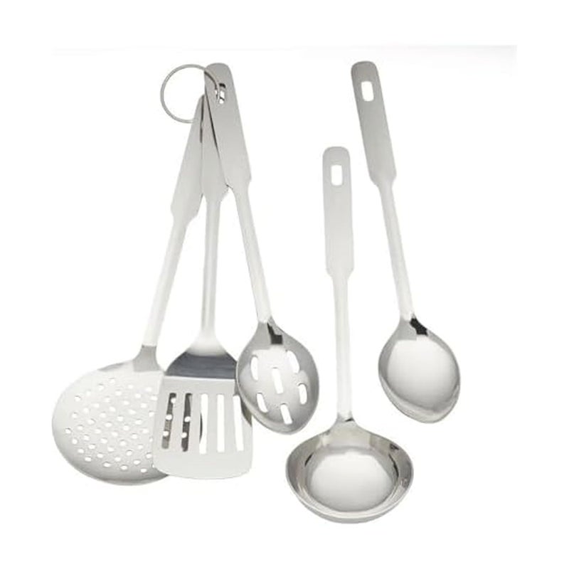 Amco 5 Piece Stainless Steel Cooking Utensil Set - Durable Kitchen Gadgets - Metal Kitchen Accessories - Easy to Clean Kitchen Tools - Image 1